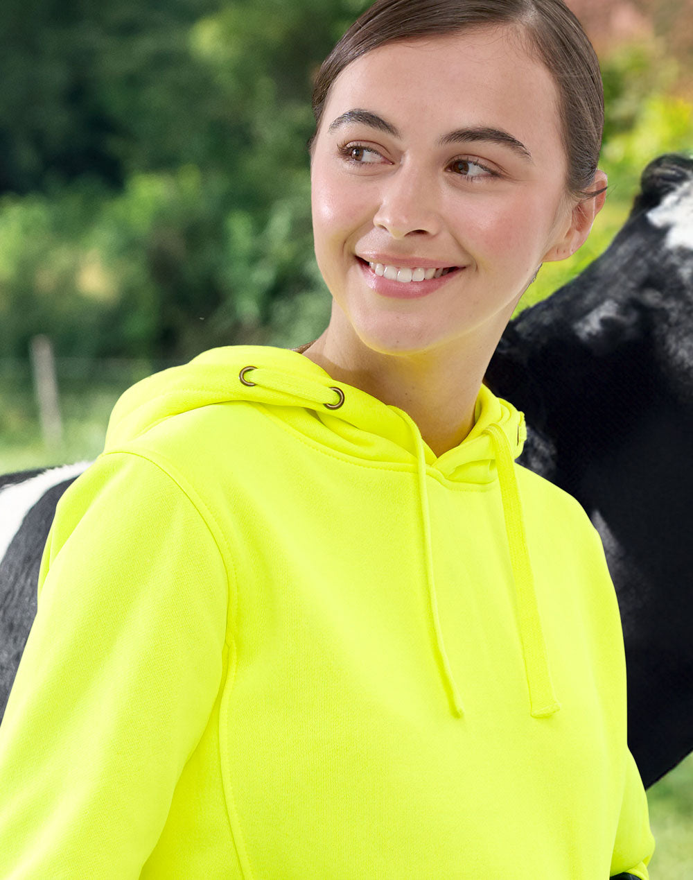 Hi-Vis Two Tone Water Resistant Fleece Hoodie - Yellow Navy