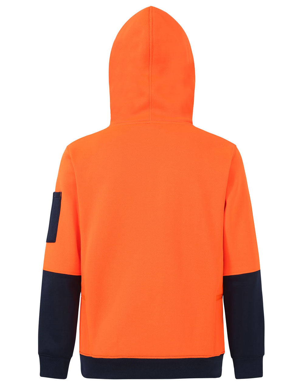 Hi-Vis Two Tone Water Resistant Fleece Hoodie - Orange Navy