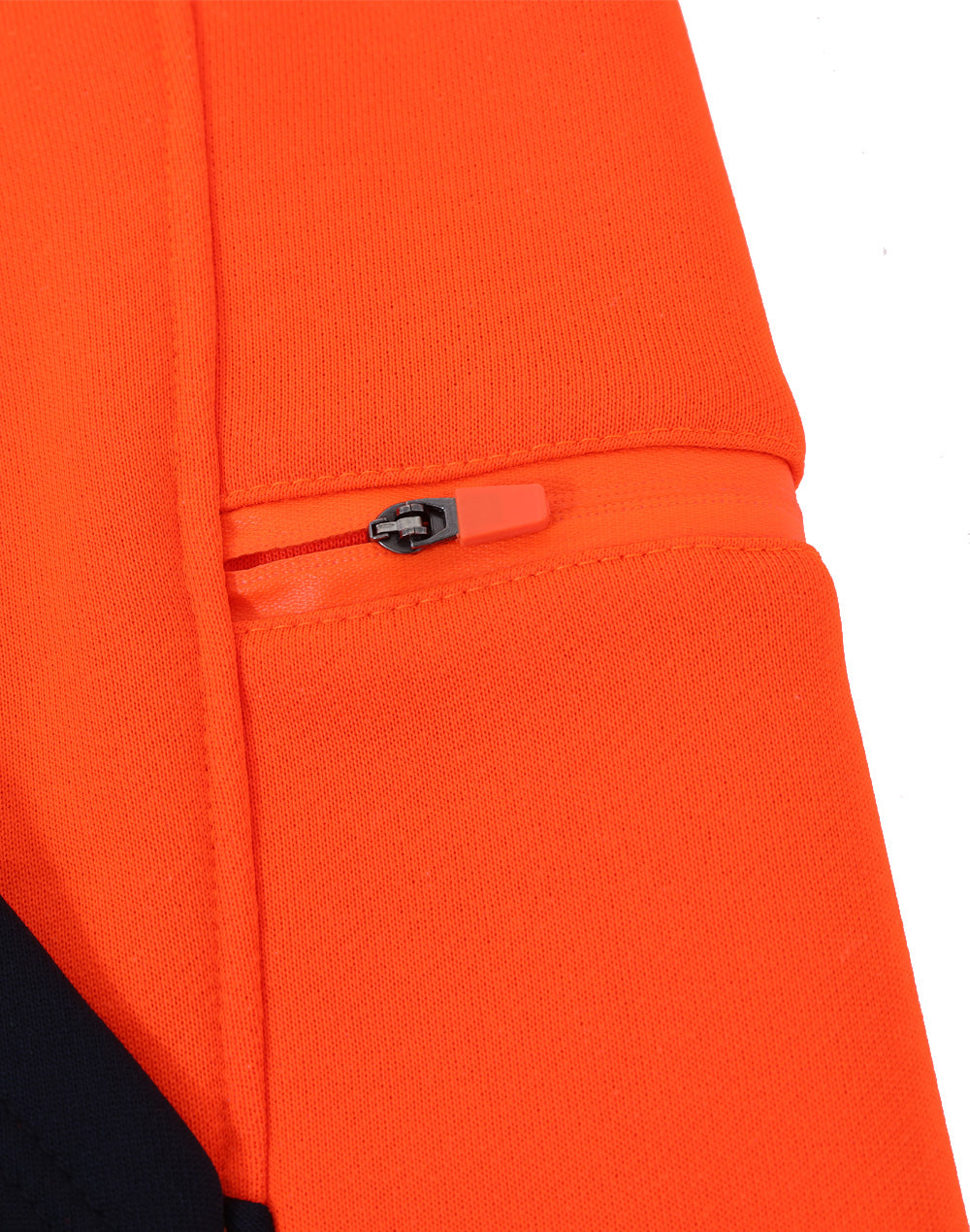 Hi-Vis Two Tone Water Resistant Fleece Hoodie - Orange Navy