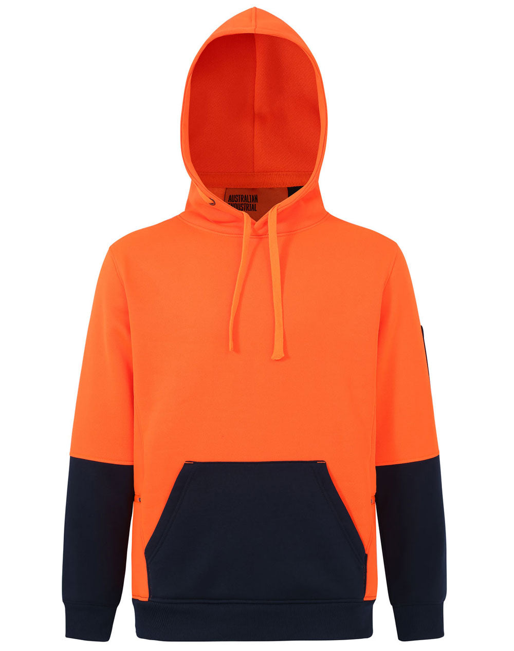 Hi-Vis Two Tone Water Resistant Fleece Hoodie - Orange Navy