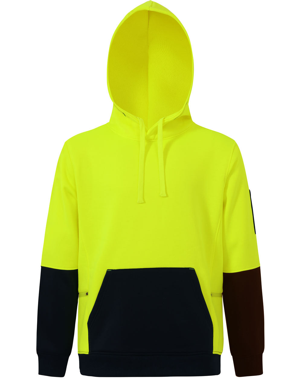 Hi-Vis Two Tone Water Resistant Fleece Hoodie - Yellow Navy