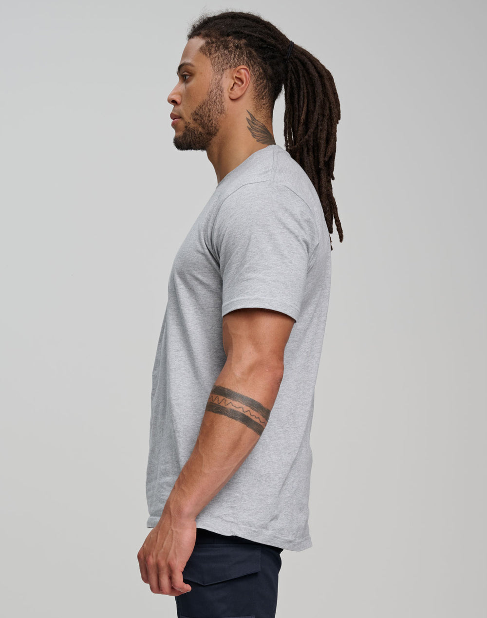 Premium Cotton Face Tee Men'S - Marl Grey