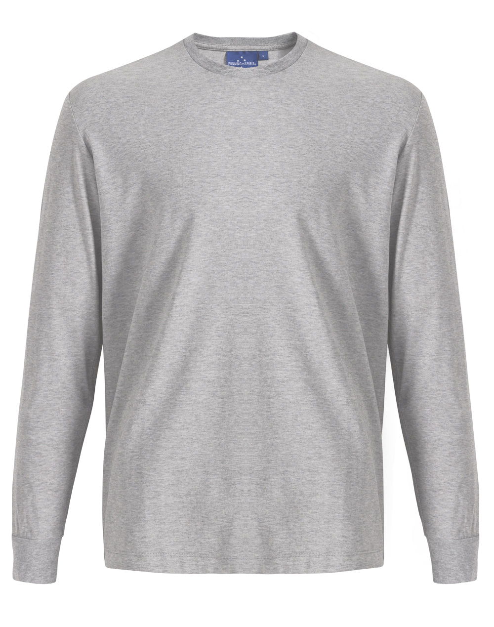 Mens Premium Cotton Face L/S Tee - Marl Grey