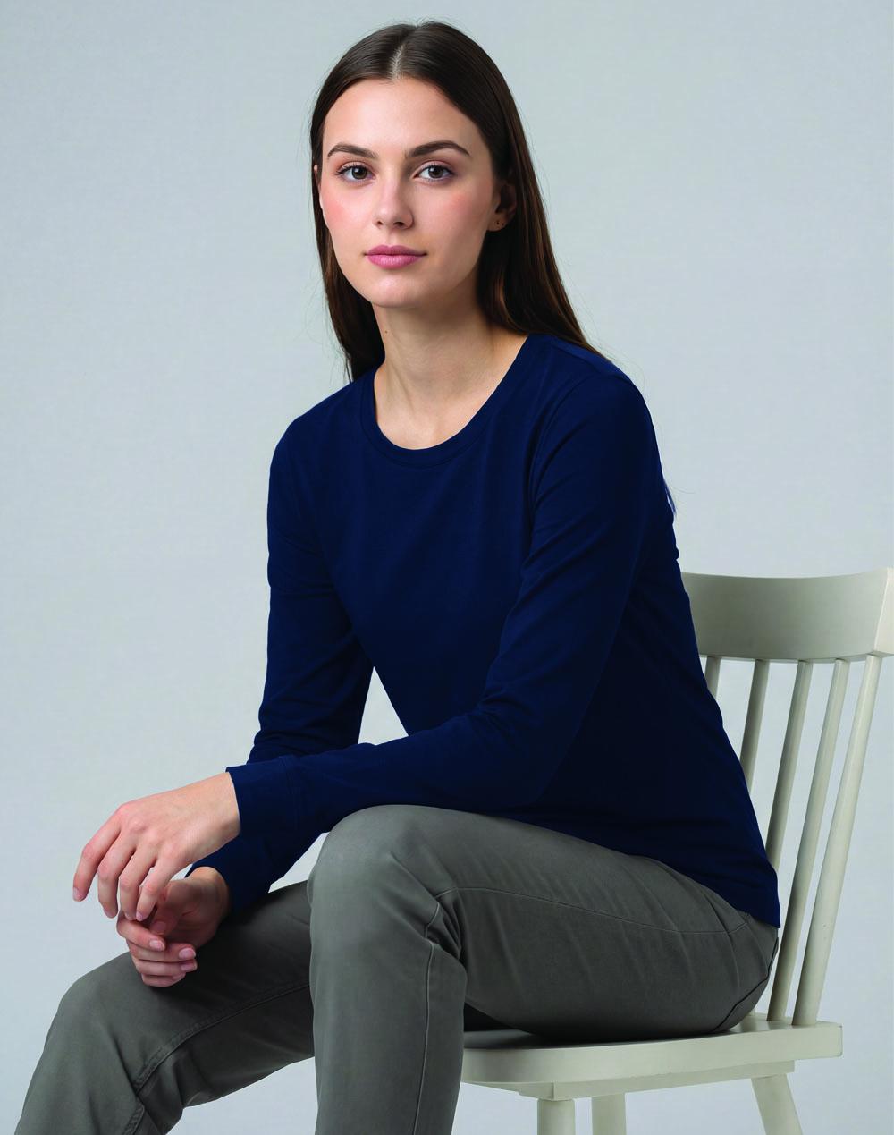 Ladies Premium Cotton Face L/S Tee