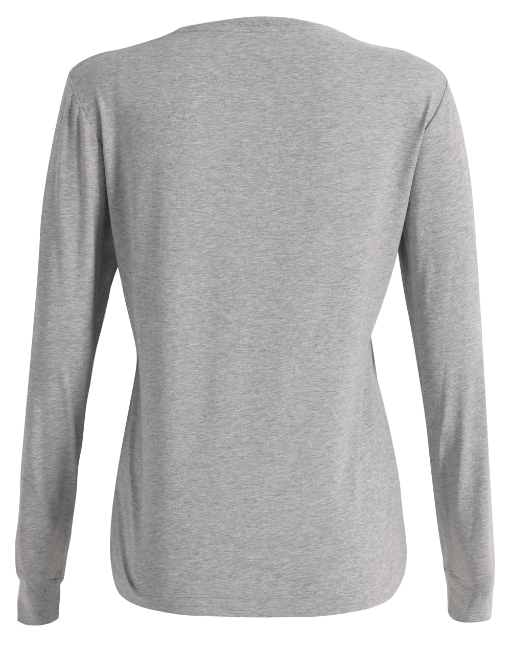 Ladies Premium Cotton Face L/S Tee - Marl Grey