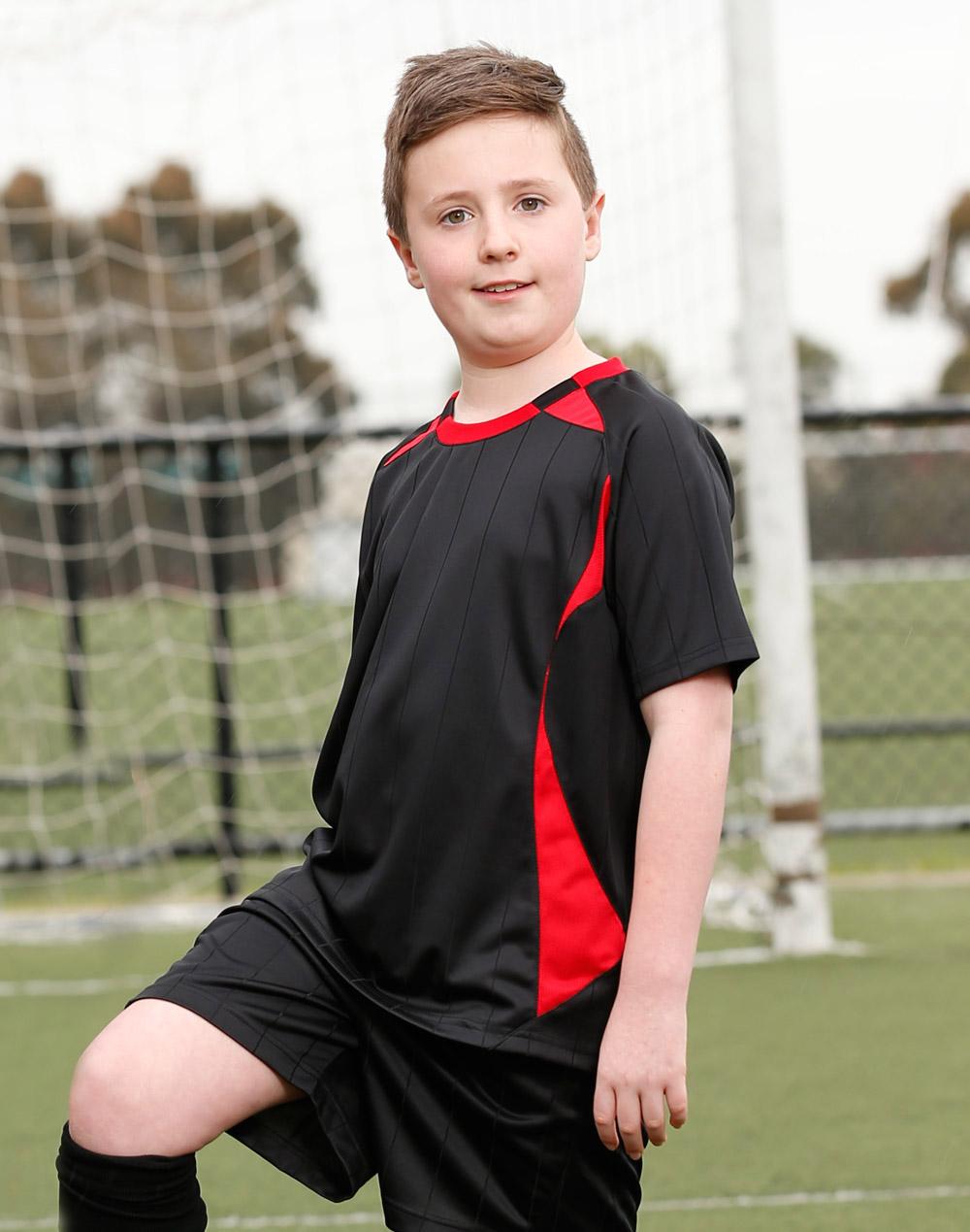 Shoot Soccer Tee Kids - Black Red