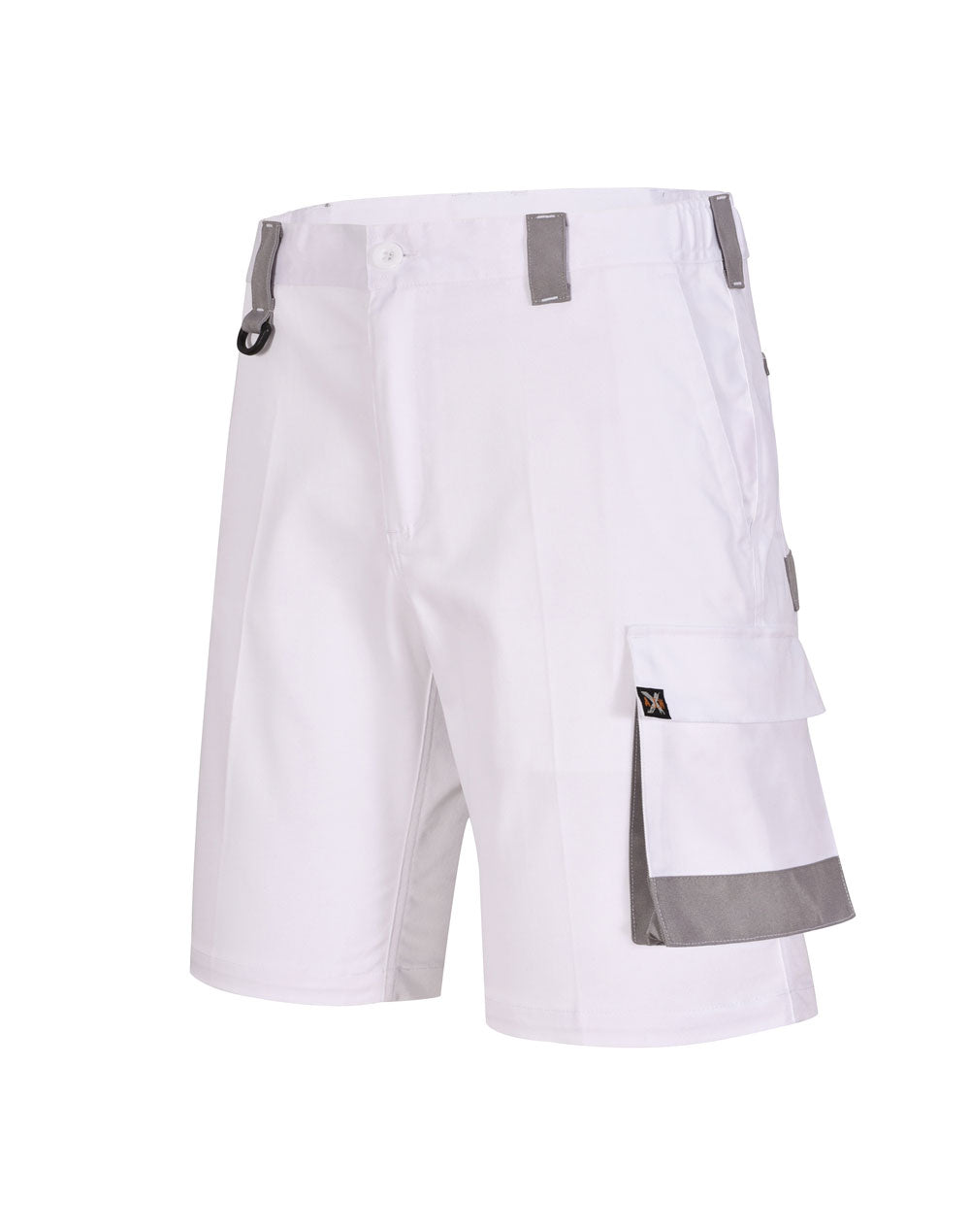 Unisex Utility Stretch Cargo Work Shorts - White