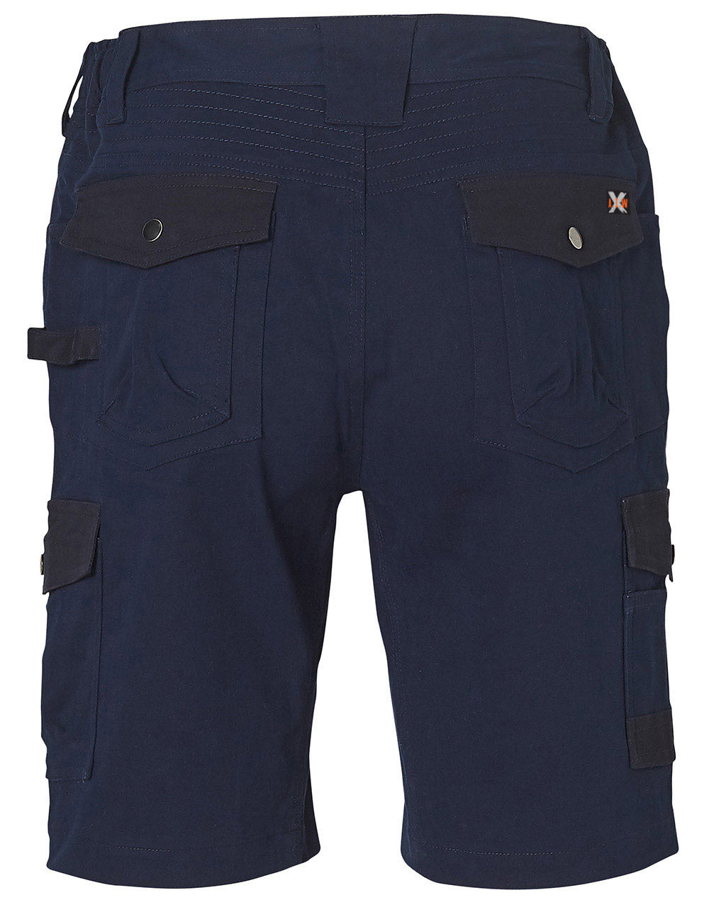 Mens Stretch Cargo Work Shorts With Design Panel Treatments - Navy