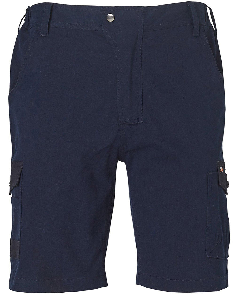 Mens Stretch Cargo Work Shorts With Design Panel Treatments - Navy
