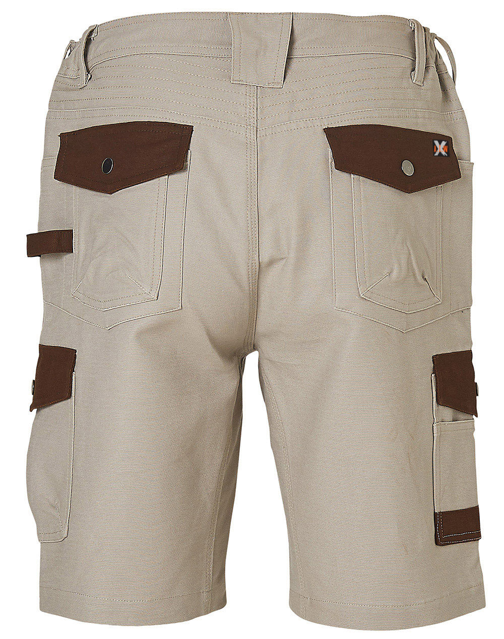 Mens Stretch Cargo Work Shorts With Design Panel Treatments - Sand