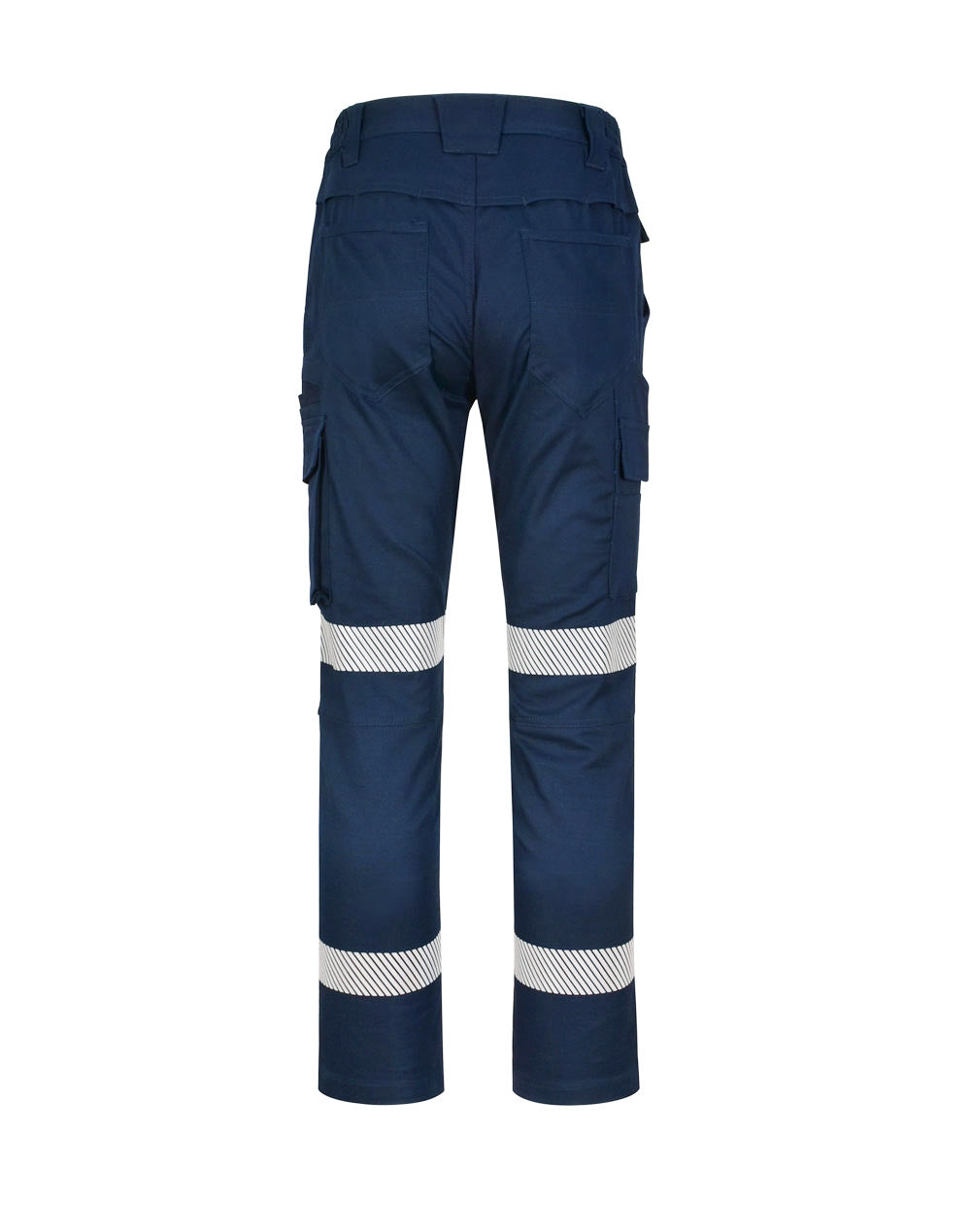Unisex Cotton Stretch Rip-Stop Work Pants With Segmented Tape - Navy