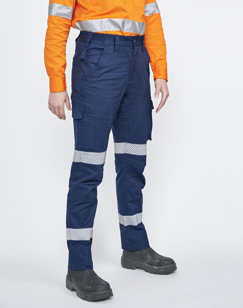 Unisex Cotton Stretch Rip-Stop Work Pants With Segmented Tape