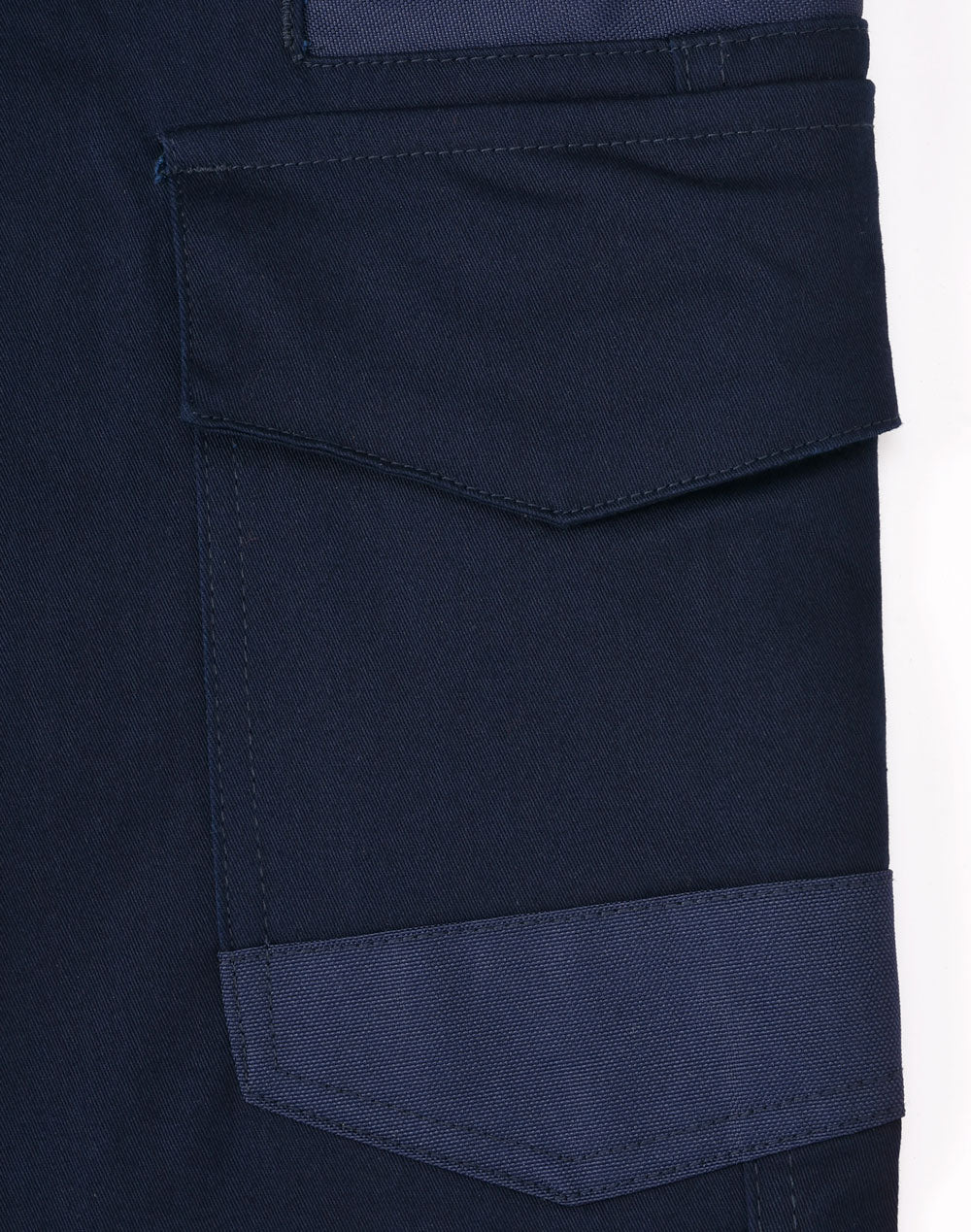 Unisex Cotton Stretch Drill Cuffed Work Pants - Navy