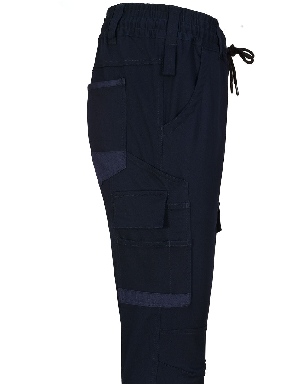 Unisex Cotton Stretch Drill Cuffed Work Pants - Navy