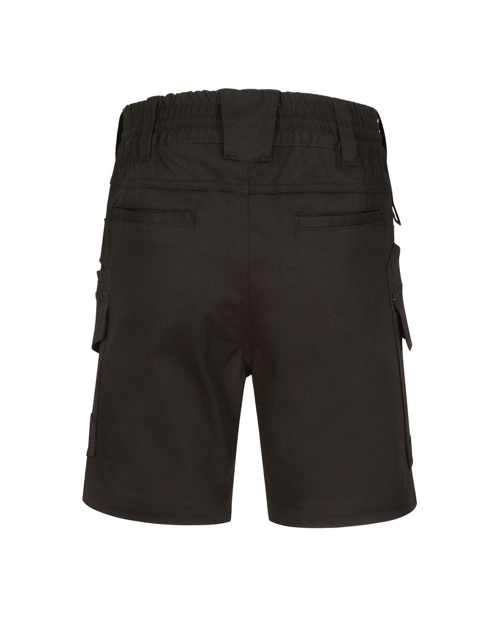 Unisex Cotton Stretch Drill Cuffed Work Shorts - Black