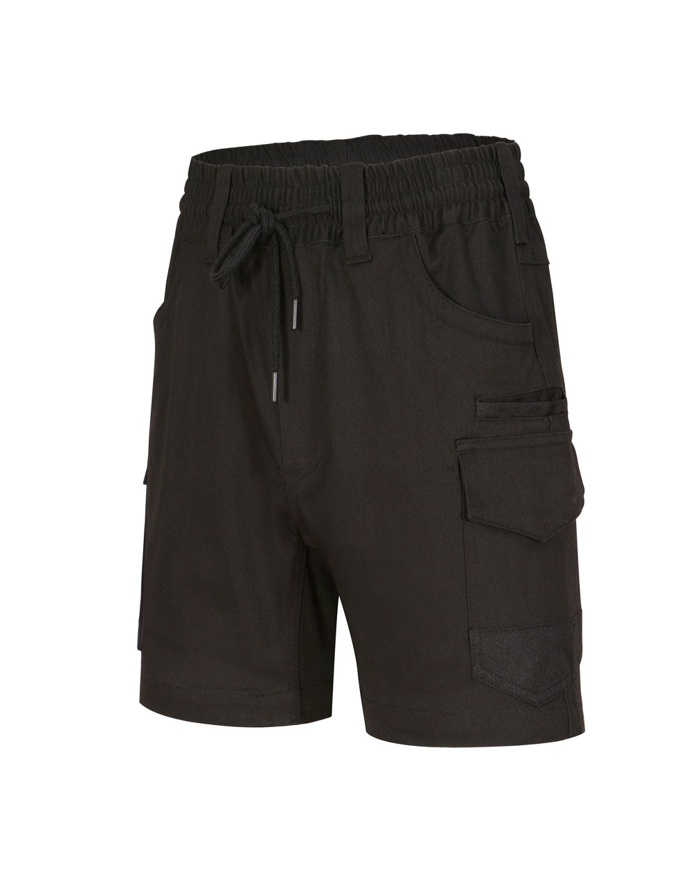 Unisex Cotton Stretch Drill Cuffed Work Shorts - Black
