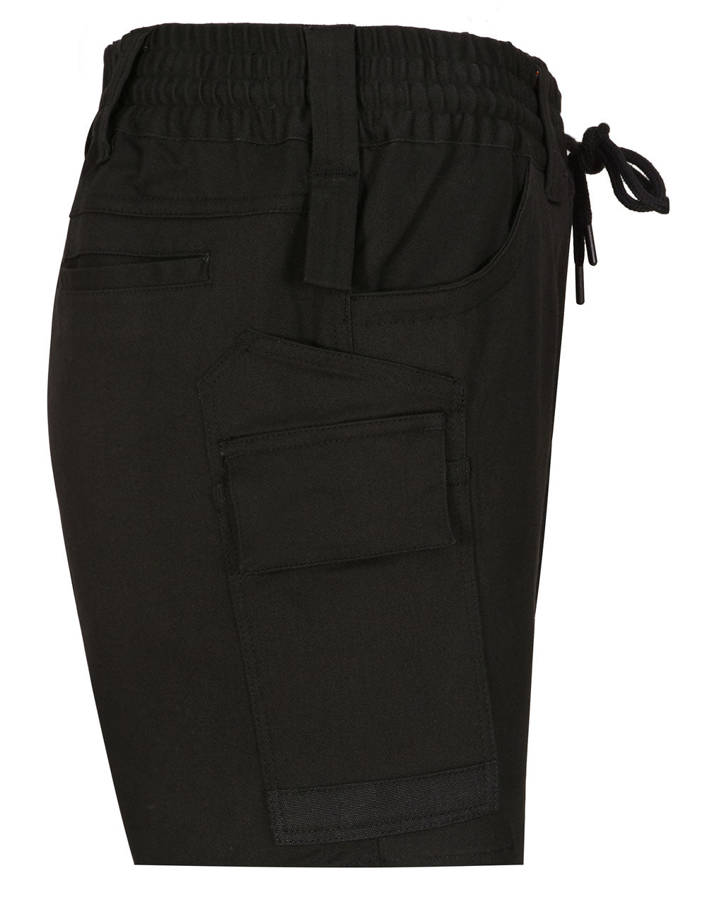 Unisex Cotton Stretch Drill Cuffed Work Shorts - Black