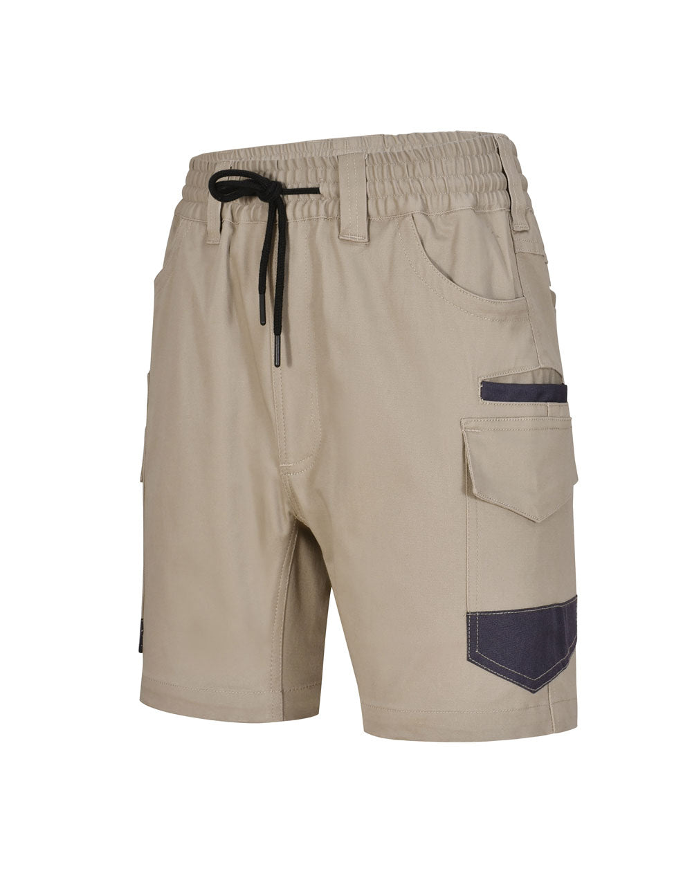 Unisex Cotton Stretch Drill Cuffed Work Shorts - Sand