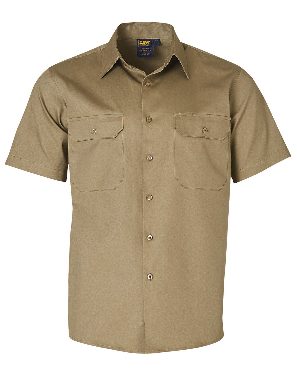 Wt03 Cotton Drill Short Sleeve Work Shirt - Khaki