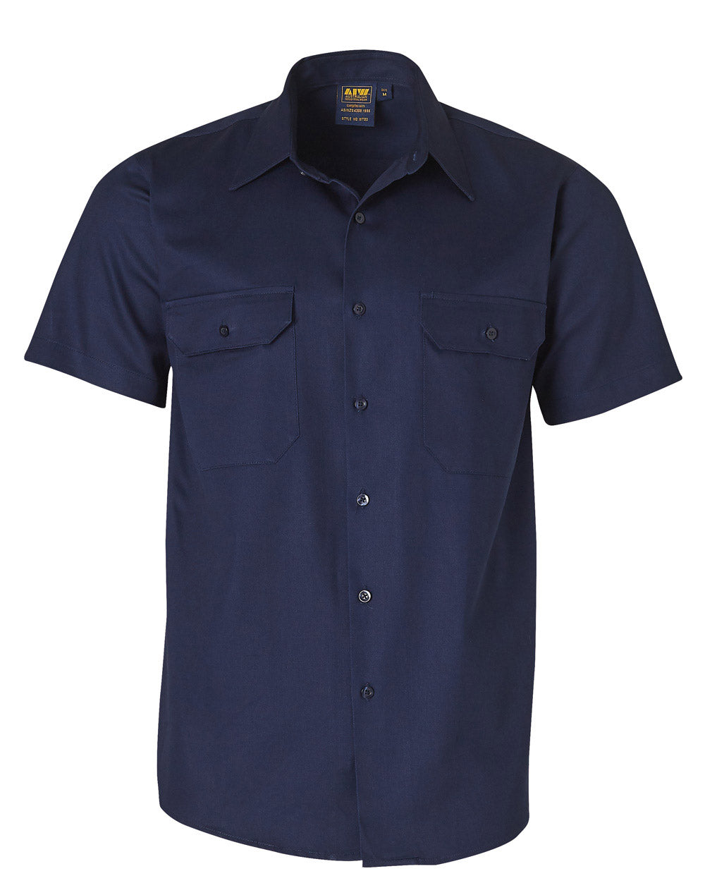 Wt03 Cotton Drill Short Sleeve Work Shirt - Navy