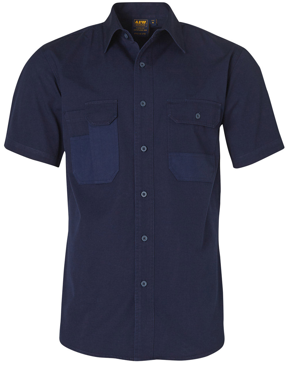 Durable Short Sleeve Work Shirt - Navy