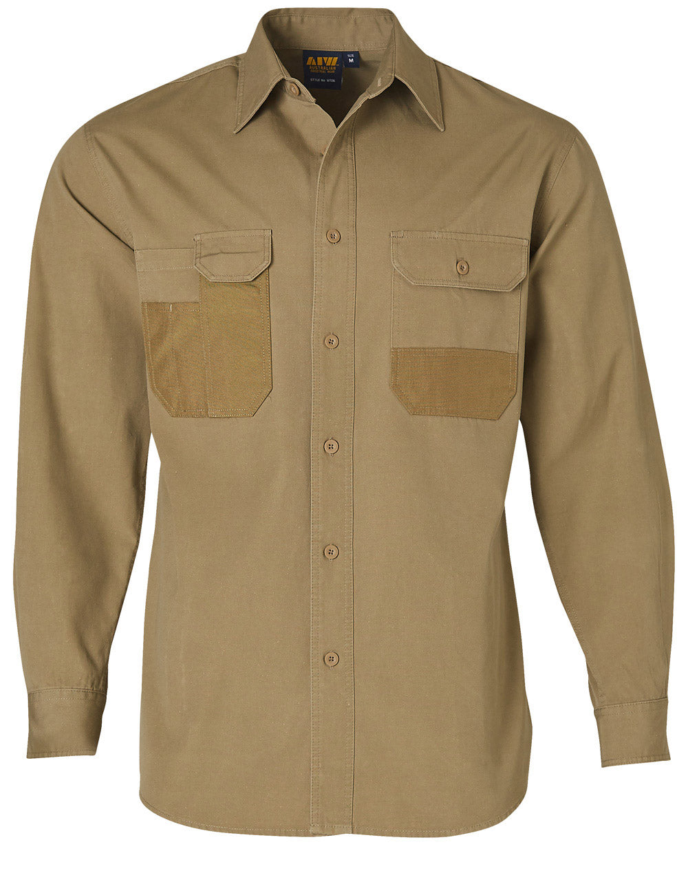 Durable Long Sleeve Work Shirt - Khaki
