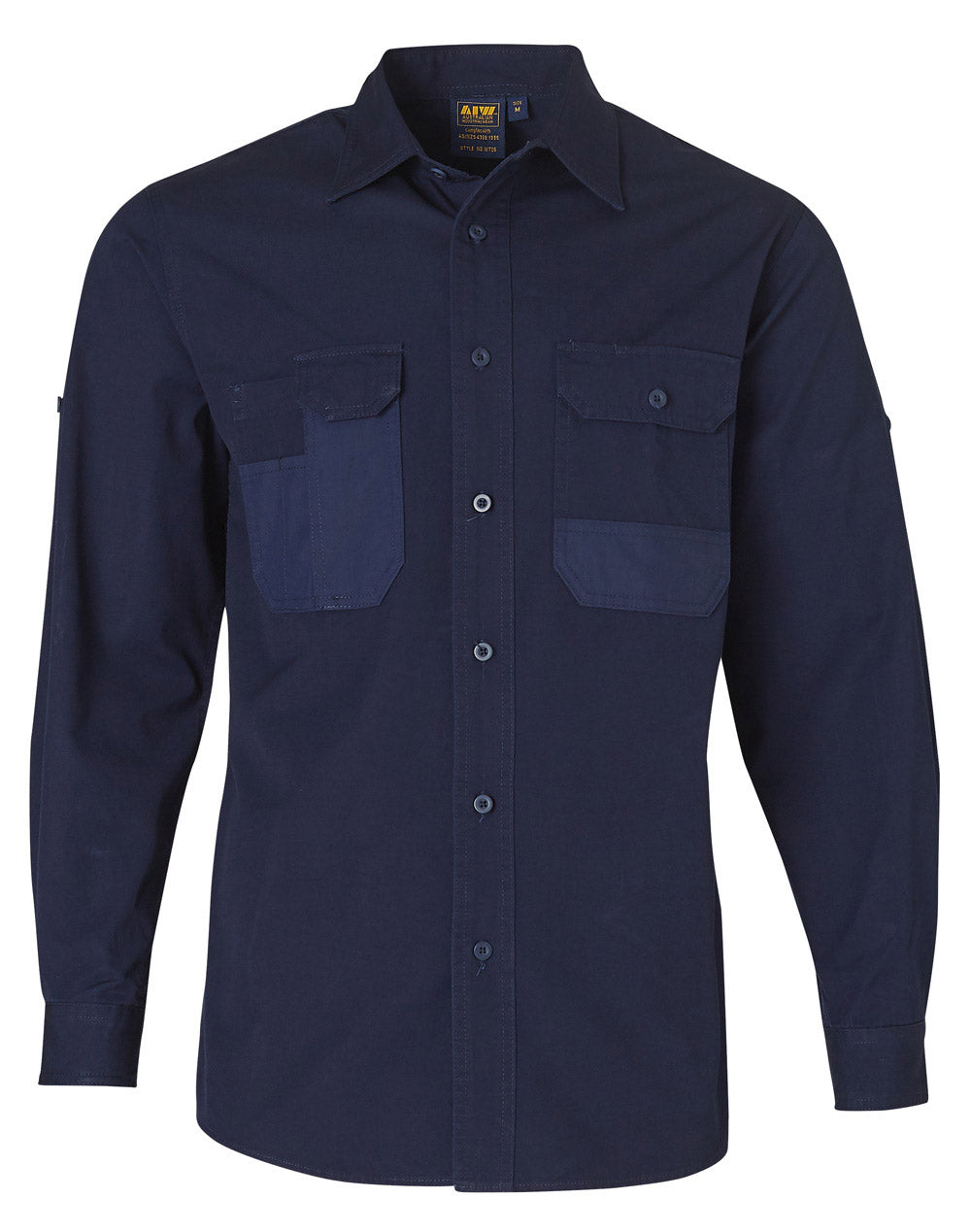 Durable Long Sleeve Work Shirt - Navy