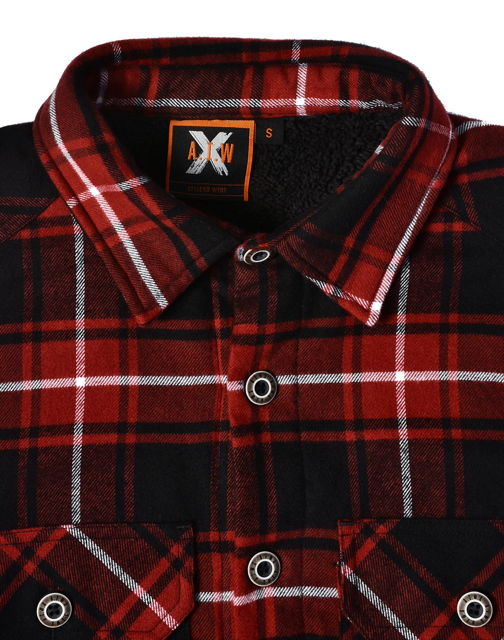 Unisex Quilted Flannel Shirt-Style Jacket - Black Wine