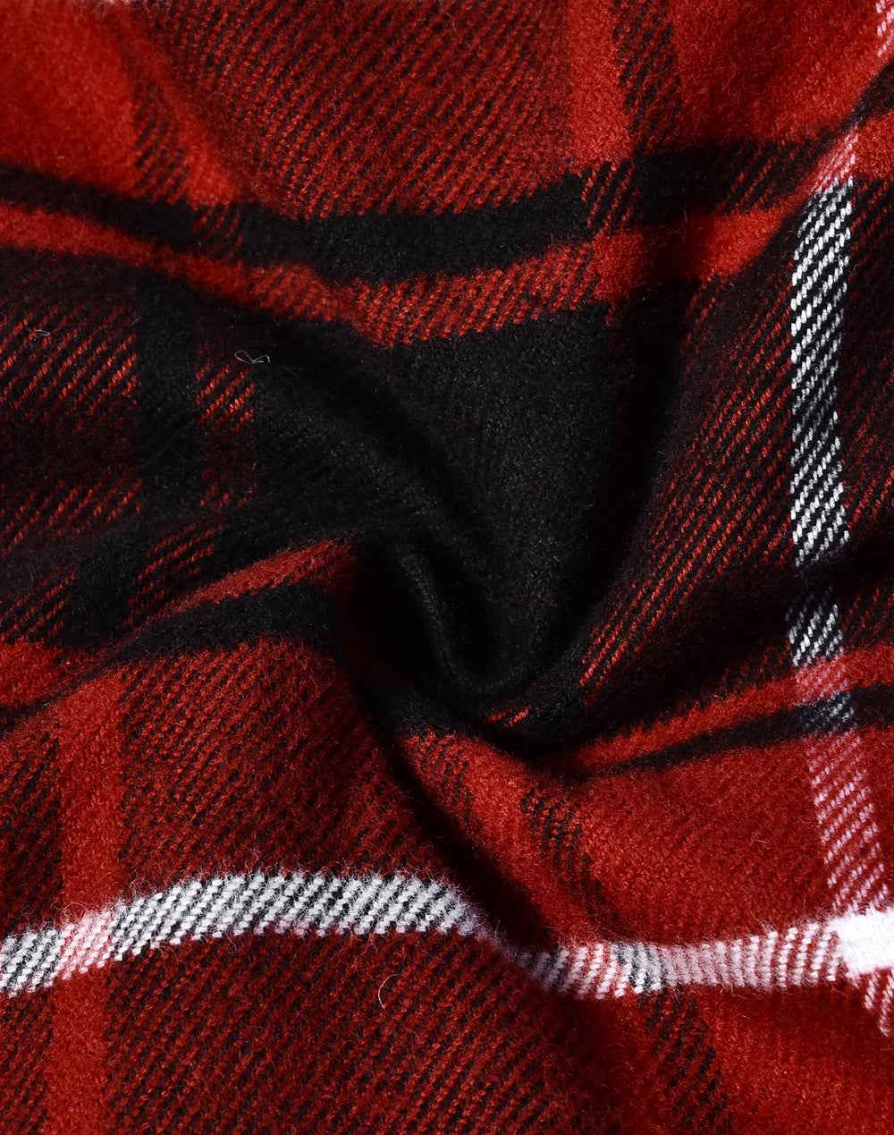 Unisex Quilted Flannel Shirt-Style Jacket - Black Wine