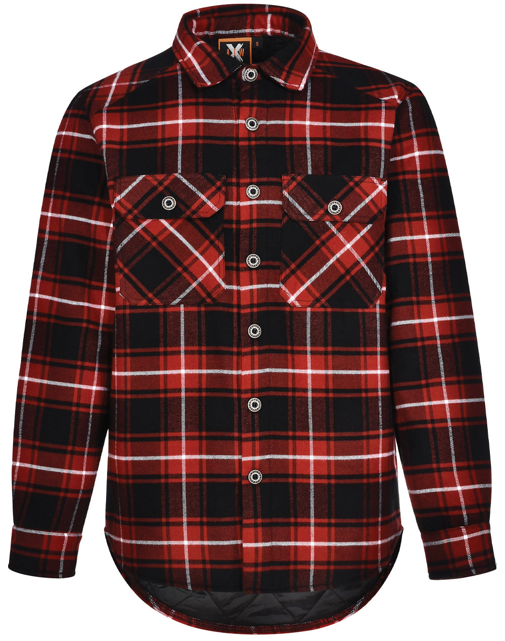 Unisex Quilted Flannel Shirt-Style Jacket - Black Wine