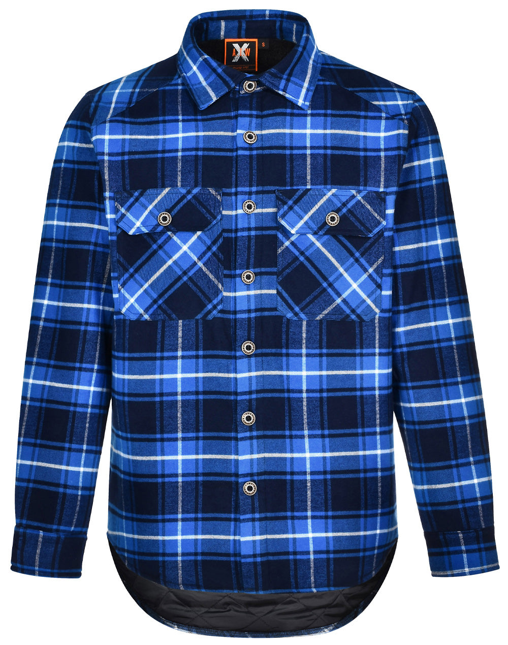 Unisex Quilted Flannel Shirt-Style Jacket - Navy Blue