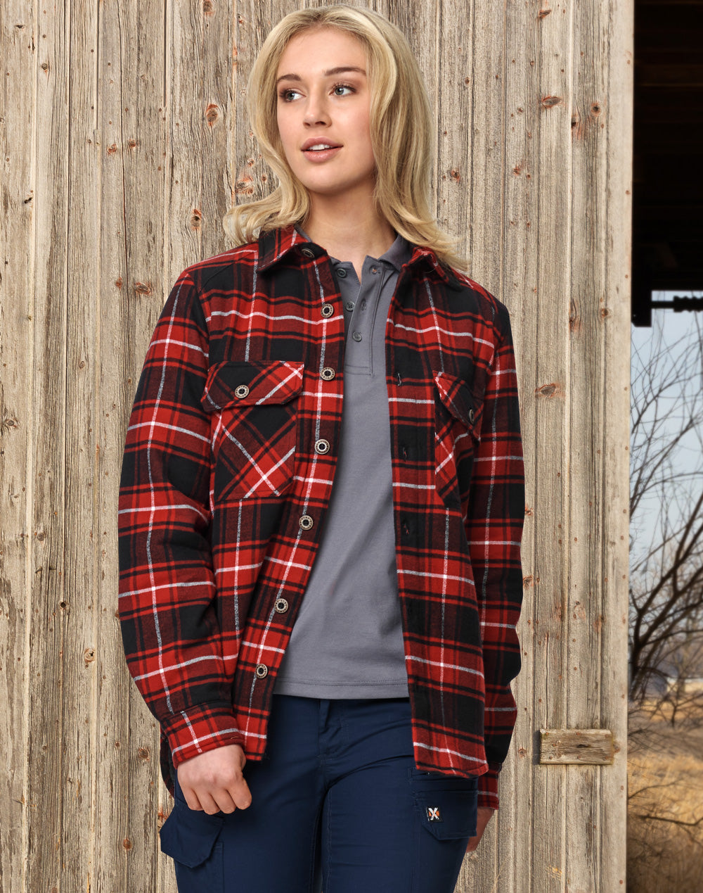 Unisex Quilted Flannel Shirt-Style Jacket