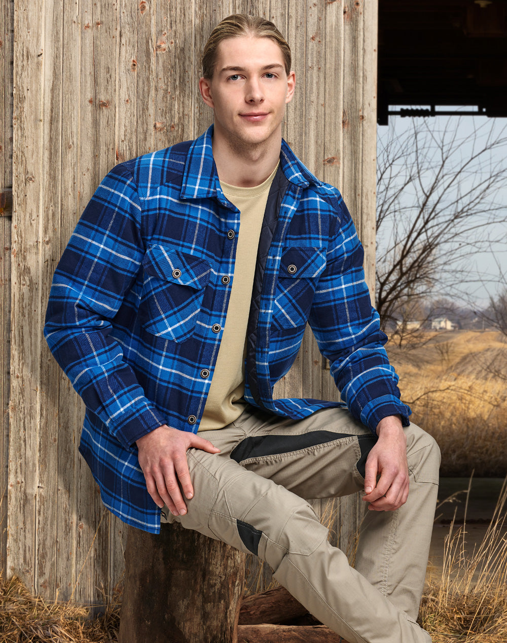 Unisex Quilted Flannel Shirt-Style Jacket