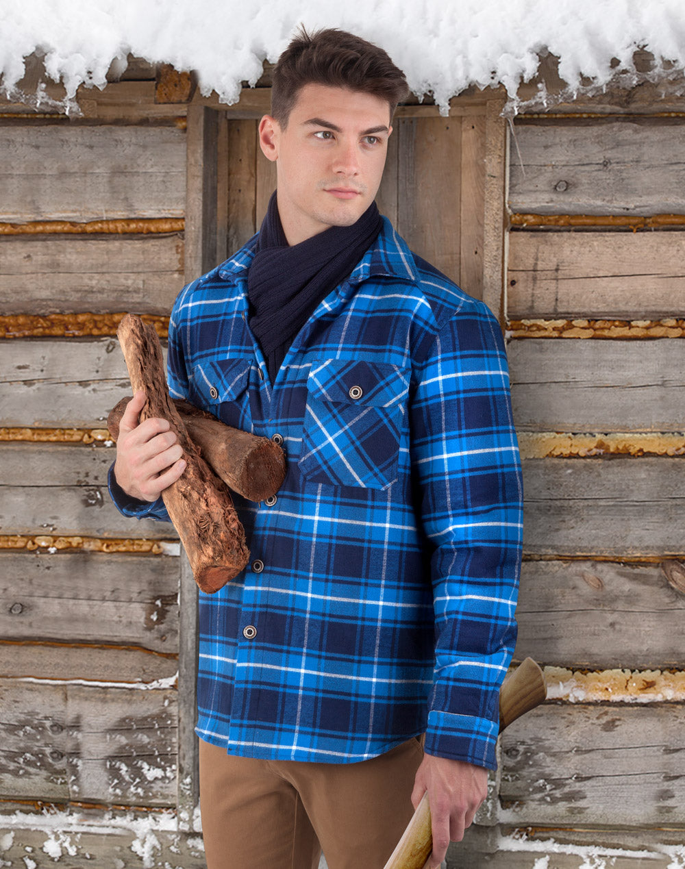 Unisex Quilted Flannel Shirt-Style Jacket