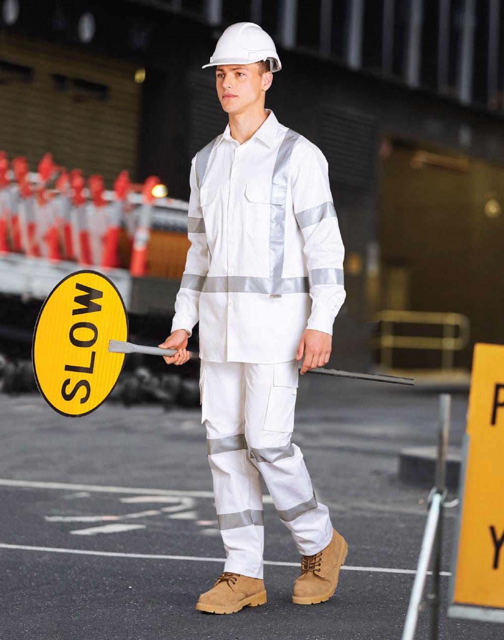 Mens White Safety Shirt With X Back Biomotion Tape Configuration - White