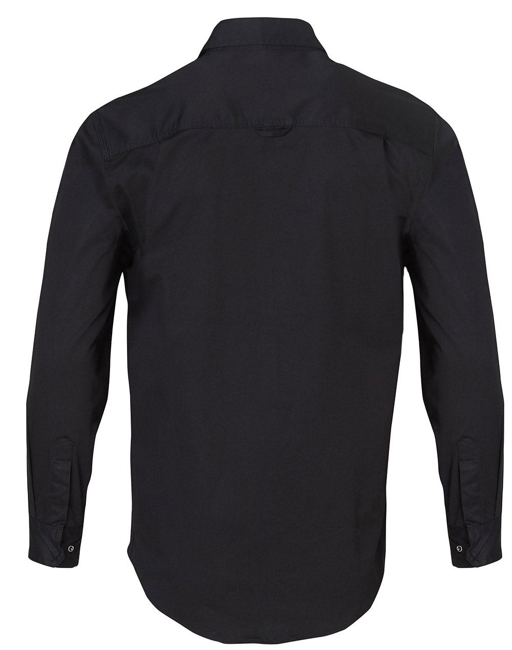 Mens Stretch Work Shirt With 2 Front Flap Pockets - Black