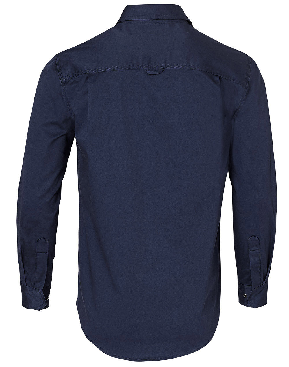 Mens Stretch Work Shirt With 2 Front Flap Pockets - Navy