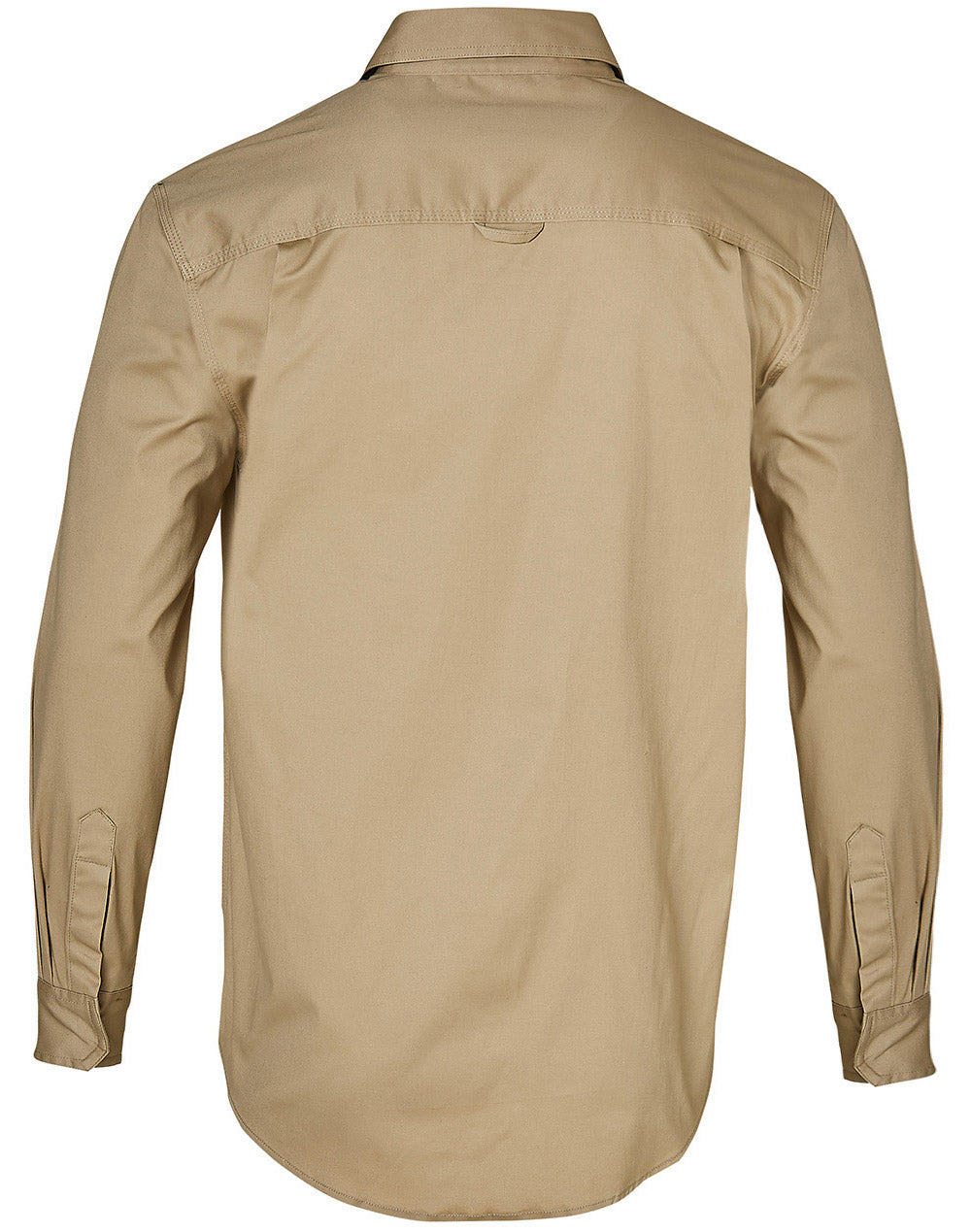 Mens Stretch Work Shirt With 2 Front Flap Pockets - Stone