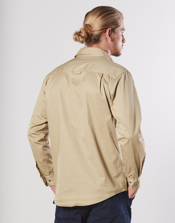 Mens Stretch Work Shirt With 2 Front Flap Pockets