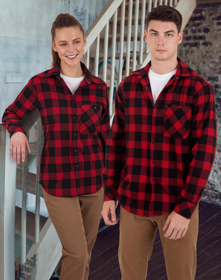 Unisex Classic Flannel Plaid Ls Shirt