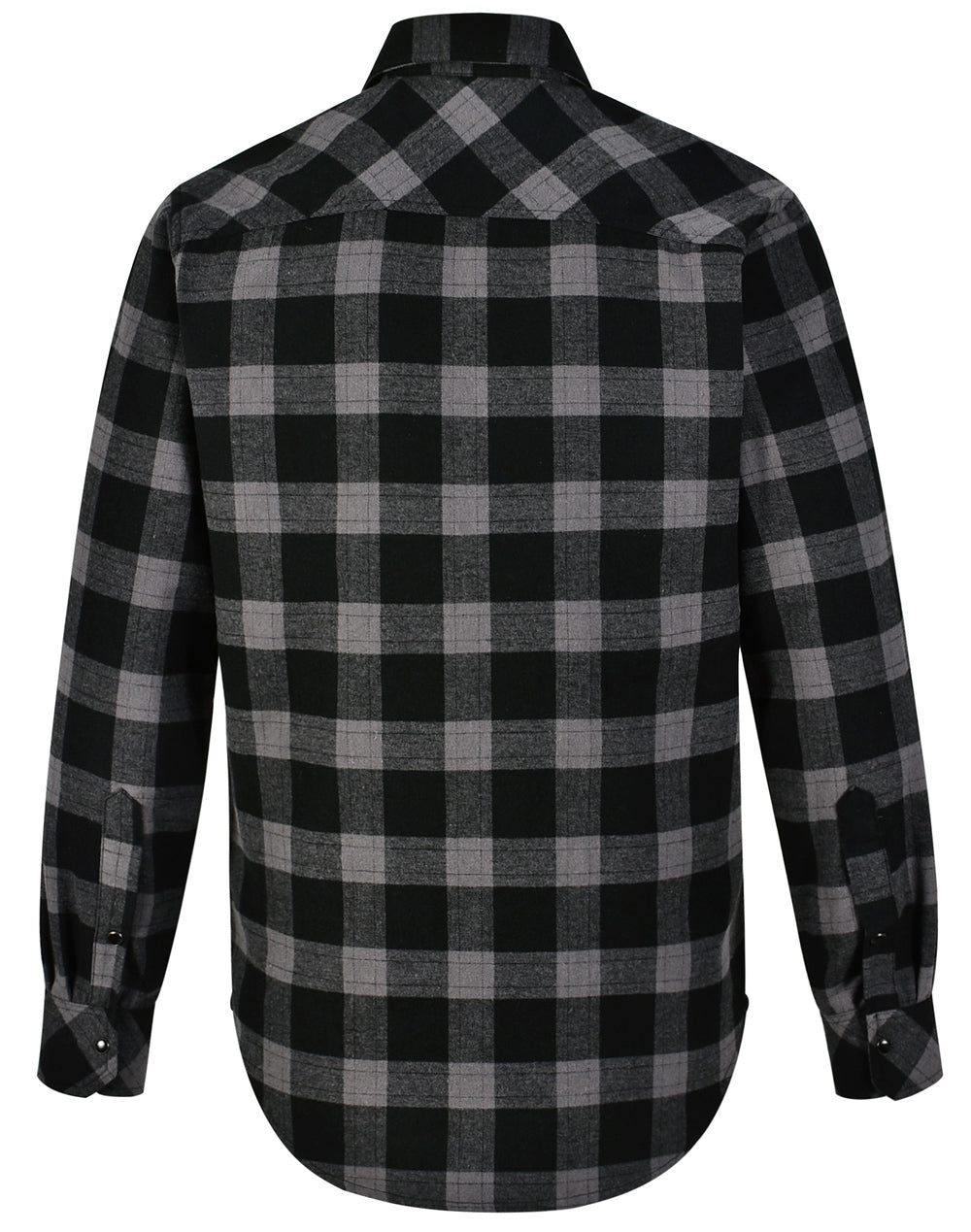 Unisex Classic Flannel Plaid Ls Shirt - Black Charcoal