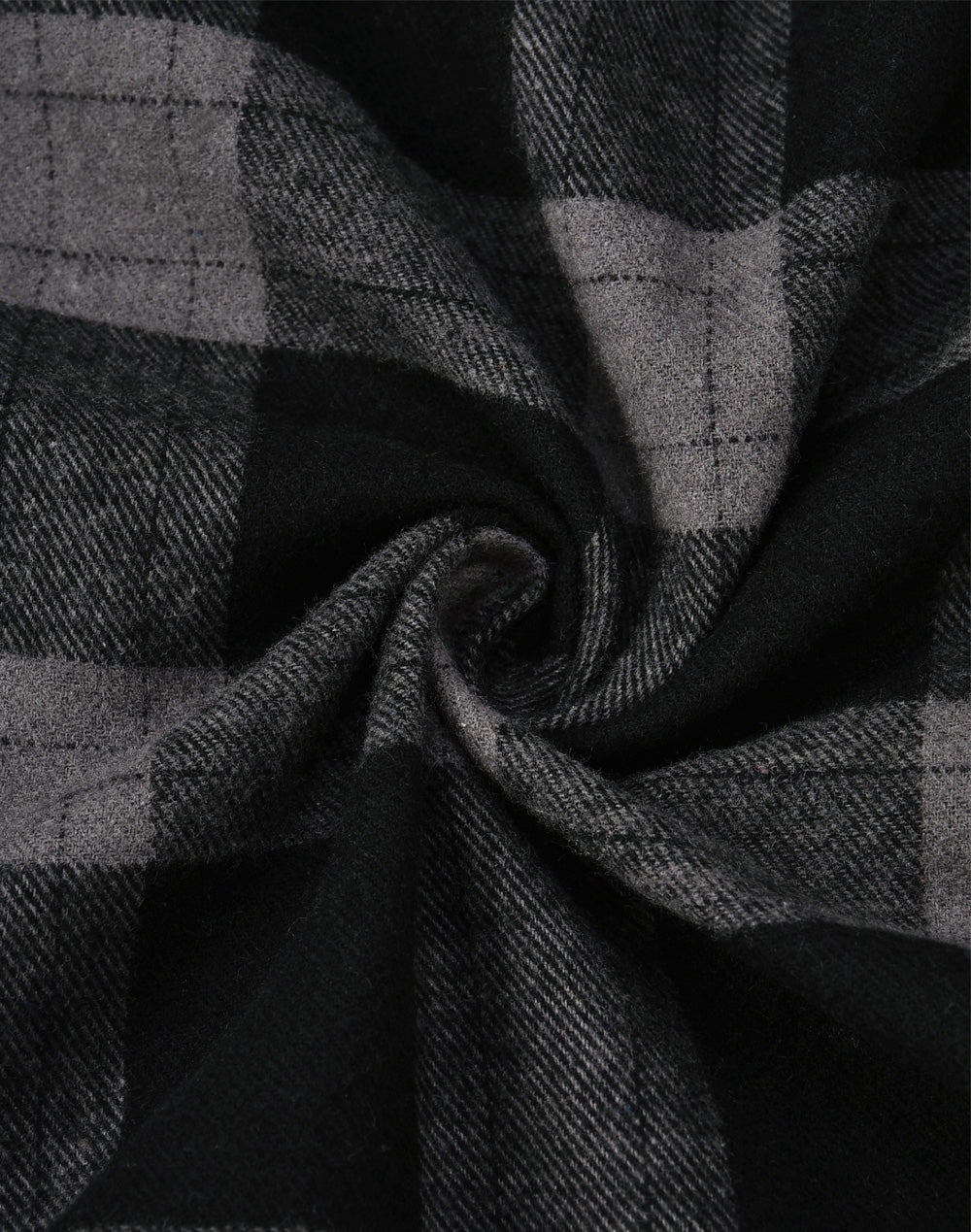 Unisex Classic Flannel Plaid Ls Shirt - Black Charcoal
