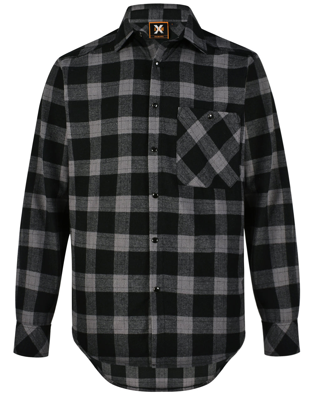 Unisex Classic Flannel Plaid Ls Shirt - Black Charcoal
