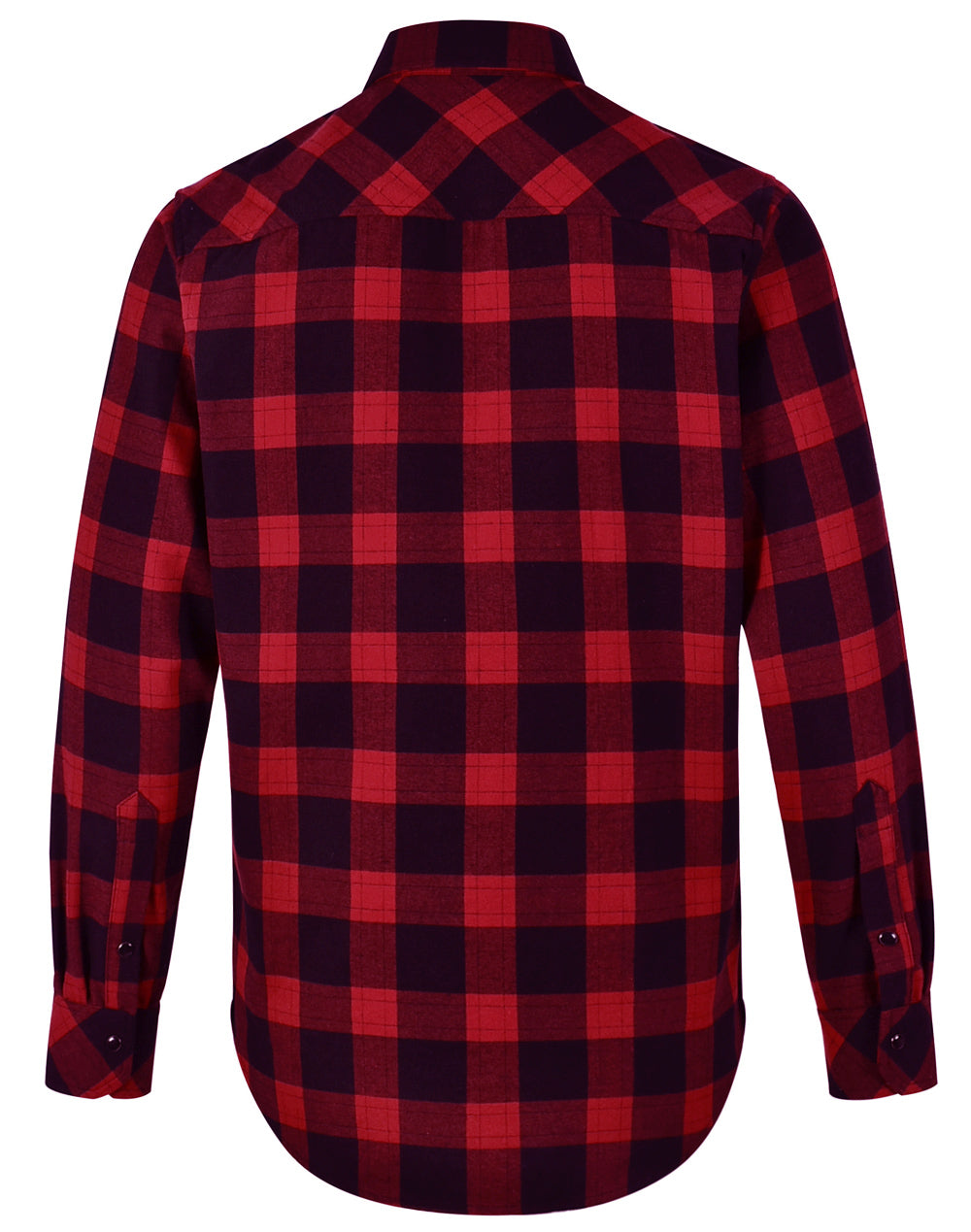 Unisex Classic Flannel Plaid Ls Shirt - Black Wine