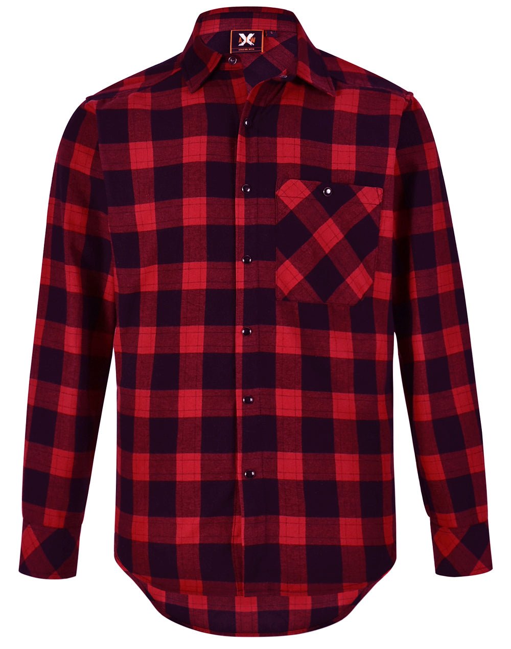 Unisex Classic Flannel Plaid Ls Shirt - Black Wine