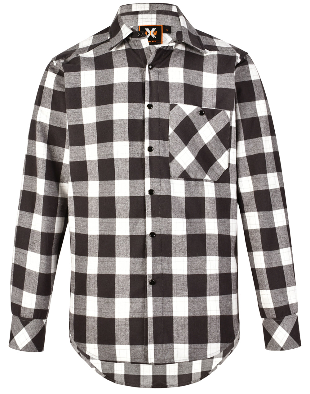Unisex Classic Flannel Plaid Ls Shirt - Charcoal White
