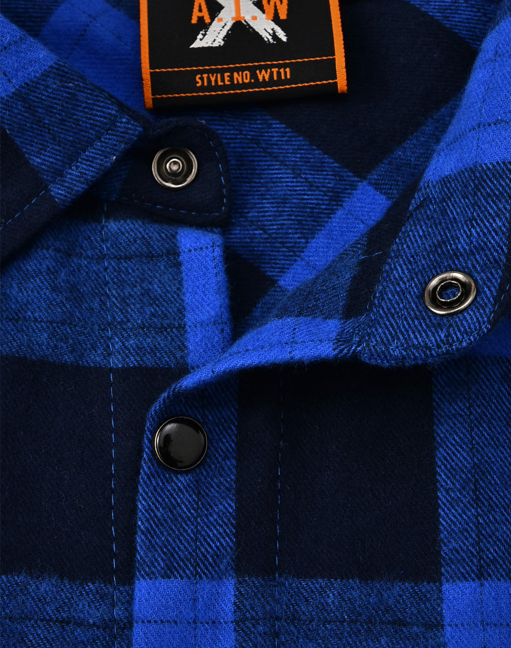 Unisex Classic Flannel Plaid Ls Shirt - Navy Blue