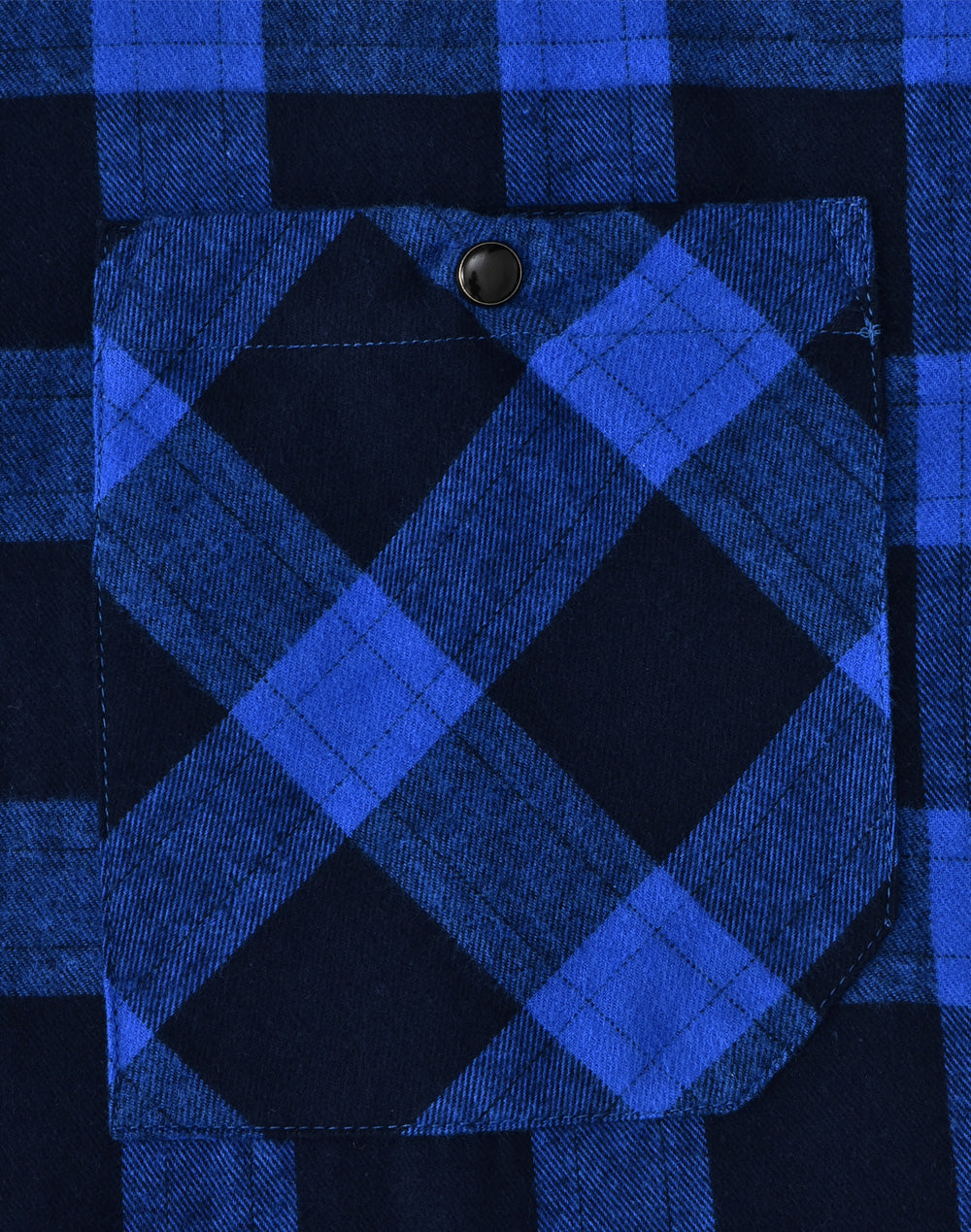 Unisex Classic Flannel Plaid Ls Shirt - Navy Blue