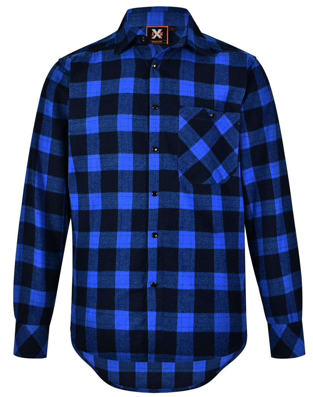 Unisex Classic Flannel Plaid Ls Shirt - Navy Blue