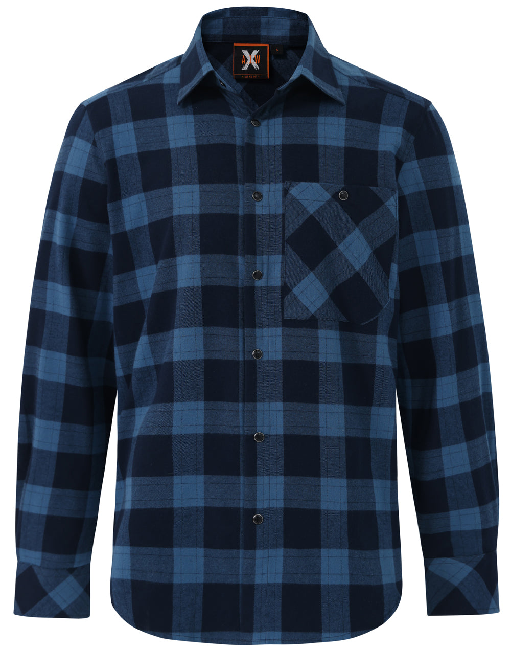 Unisex Classic Flannel Plaid Ls Shirt - Navy Slate